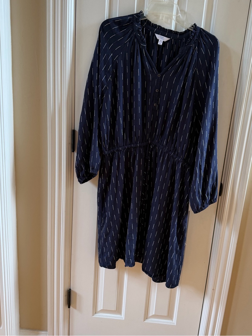 Navy Long Sleeve V-Neck Dress, size XL